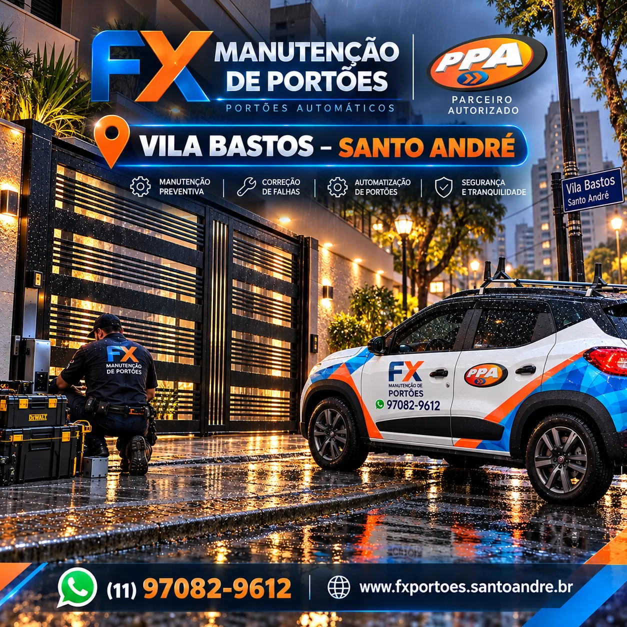 Manutenção de Portões na Vila Bastos em Santo André: Conserto, Instalação de Motores PPA e Atendimento Especializado com a FX