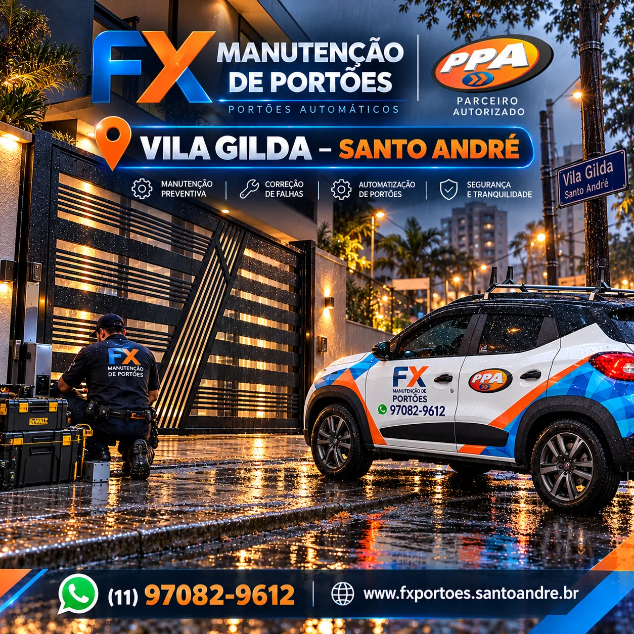 Manutenção de Portões na Vila Gilda em Santo André: Conserto e Instalação de Motores PPA com a FX