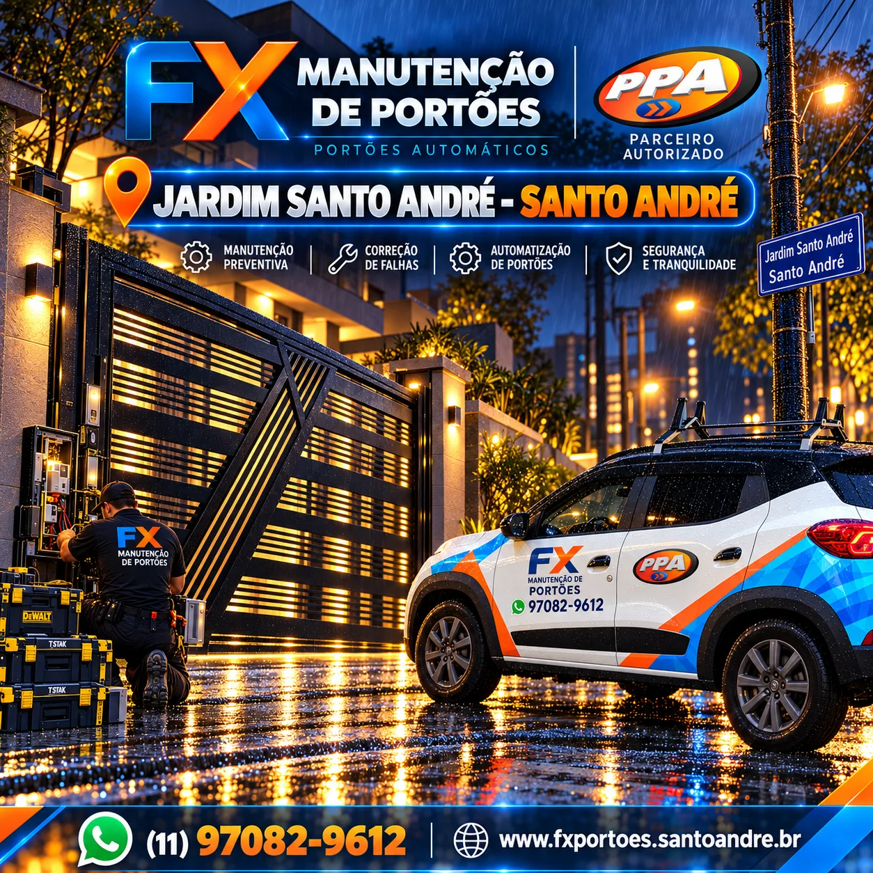 Conserto de Portões Automáticos no Jardim Santo André | FX Manutenção de Portões