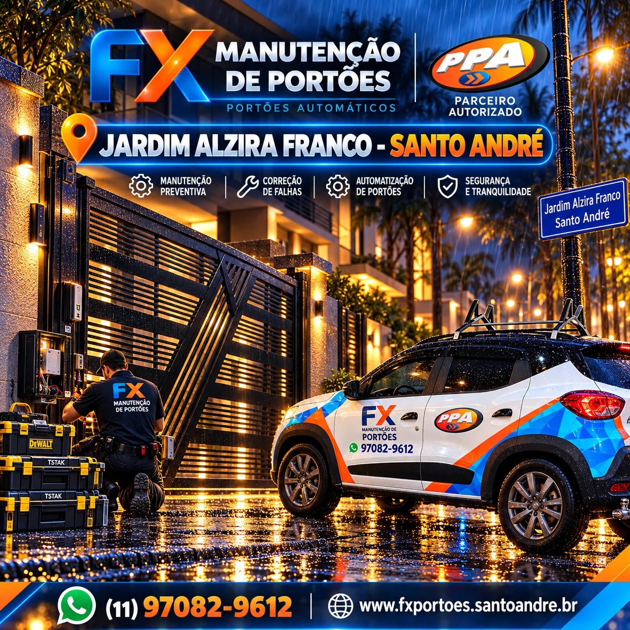 Manutenção Preventiva e Conserto de Portões no Jardim Alzira Franco em Santo André