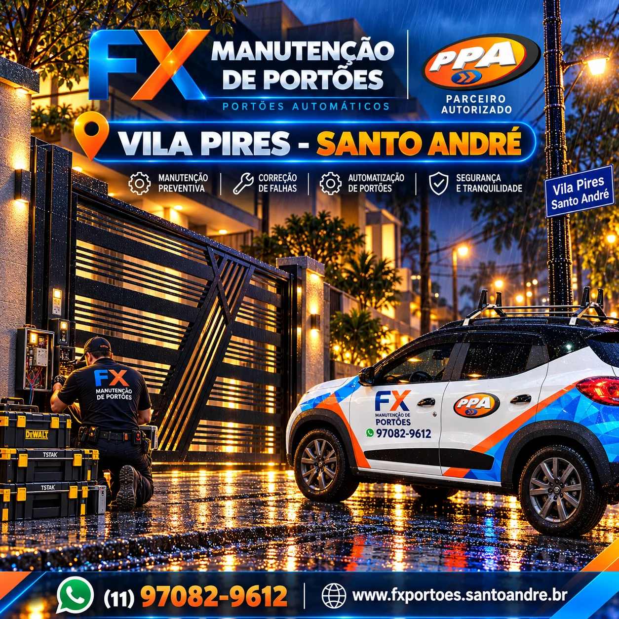 Instalação de Motores PPA JetFlex e Manutenção de Portões na Vila Pires em Santo André