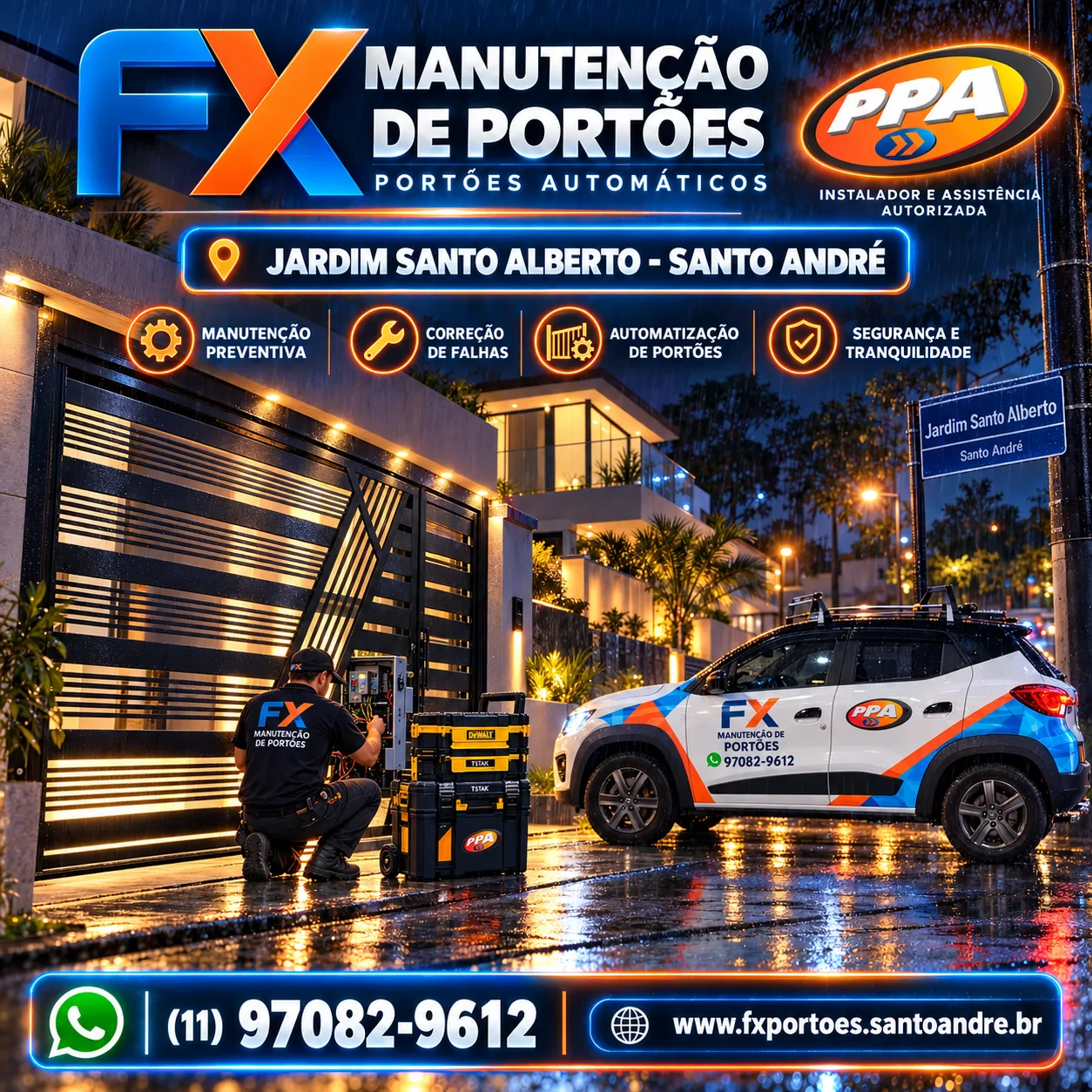 Instalação de Motores PPA e Manutenção de Portões no Jardim Santo Alberto em Santo André
