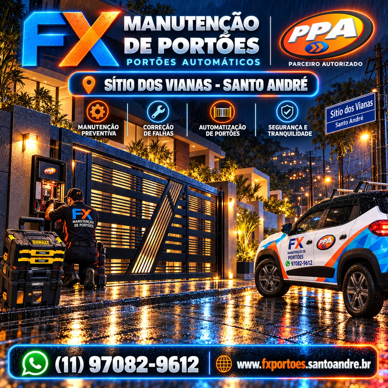 Manutenção de Portões no Sítio dos Vianas em Santo André: Instalação de Motores PPA e Conserto Especializado