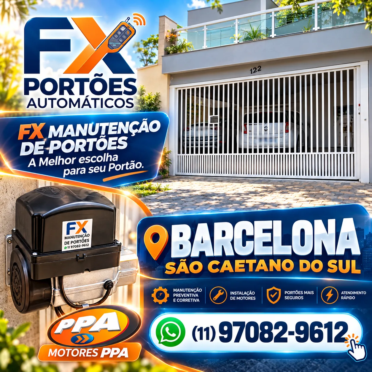 Manutenção de Portões Automáticos no Bairro Barcelona em São Caetano do Sul | FX Portões