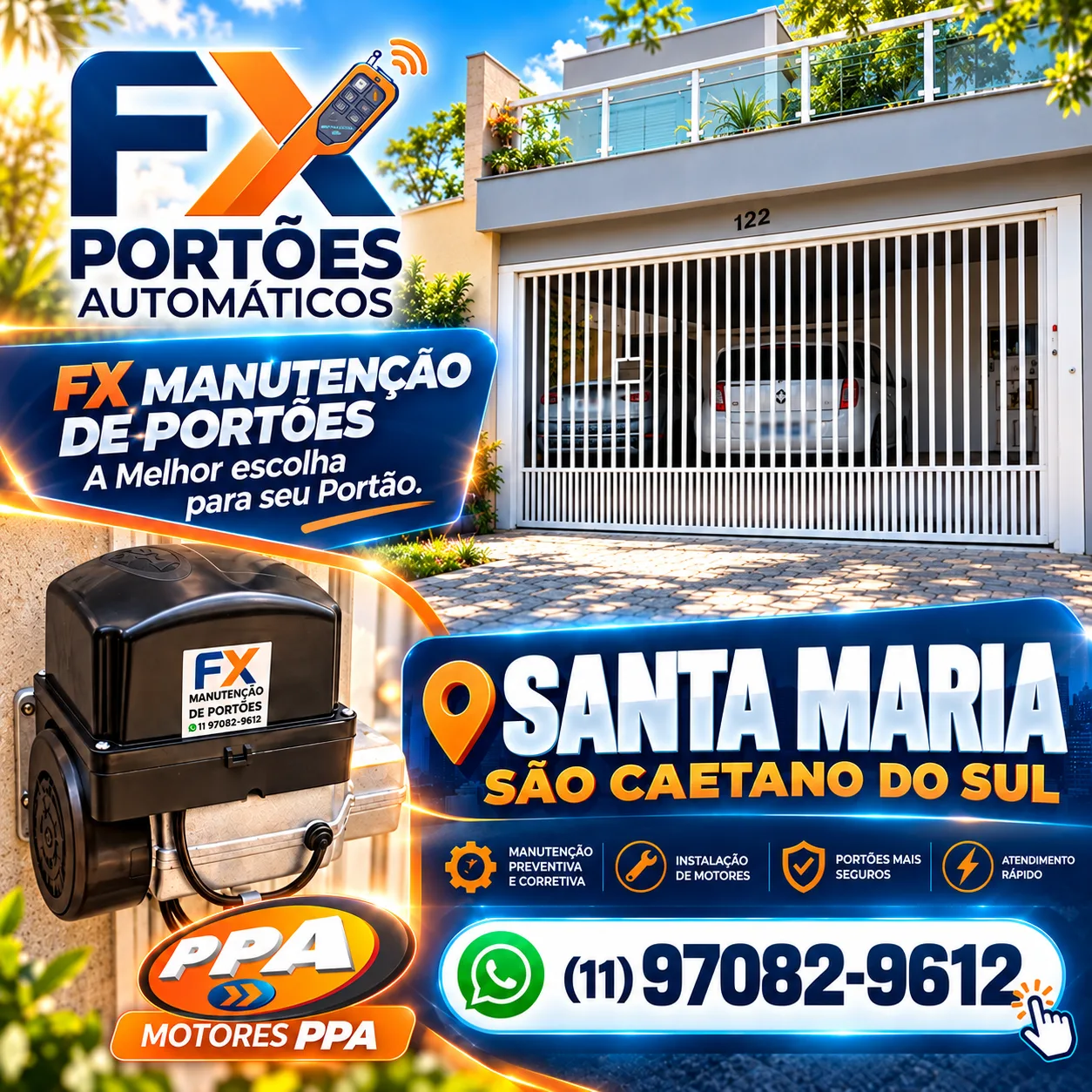 Instalação de Motores PPA JetFlex e Manutenção de Portões no Bairro Santa Maria em São Caetano do Sul
