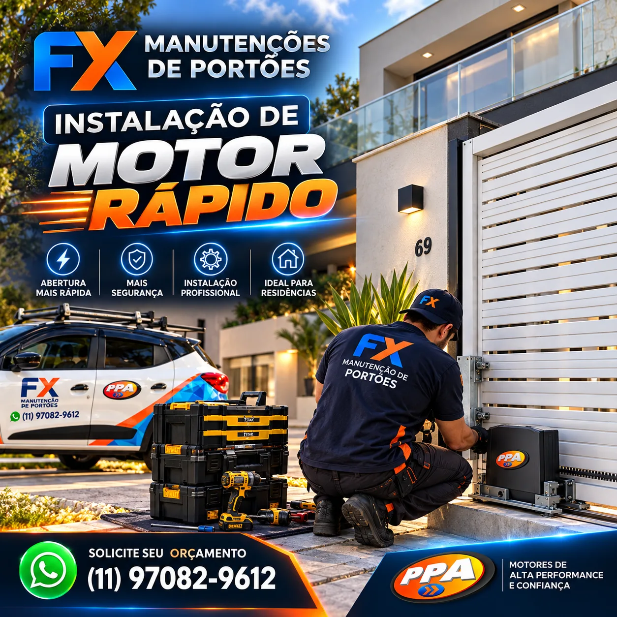 Instalação de Motor Rápido para Portão Automático no ABC Paulista | FX Manutenção de Portões