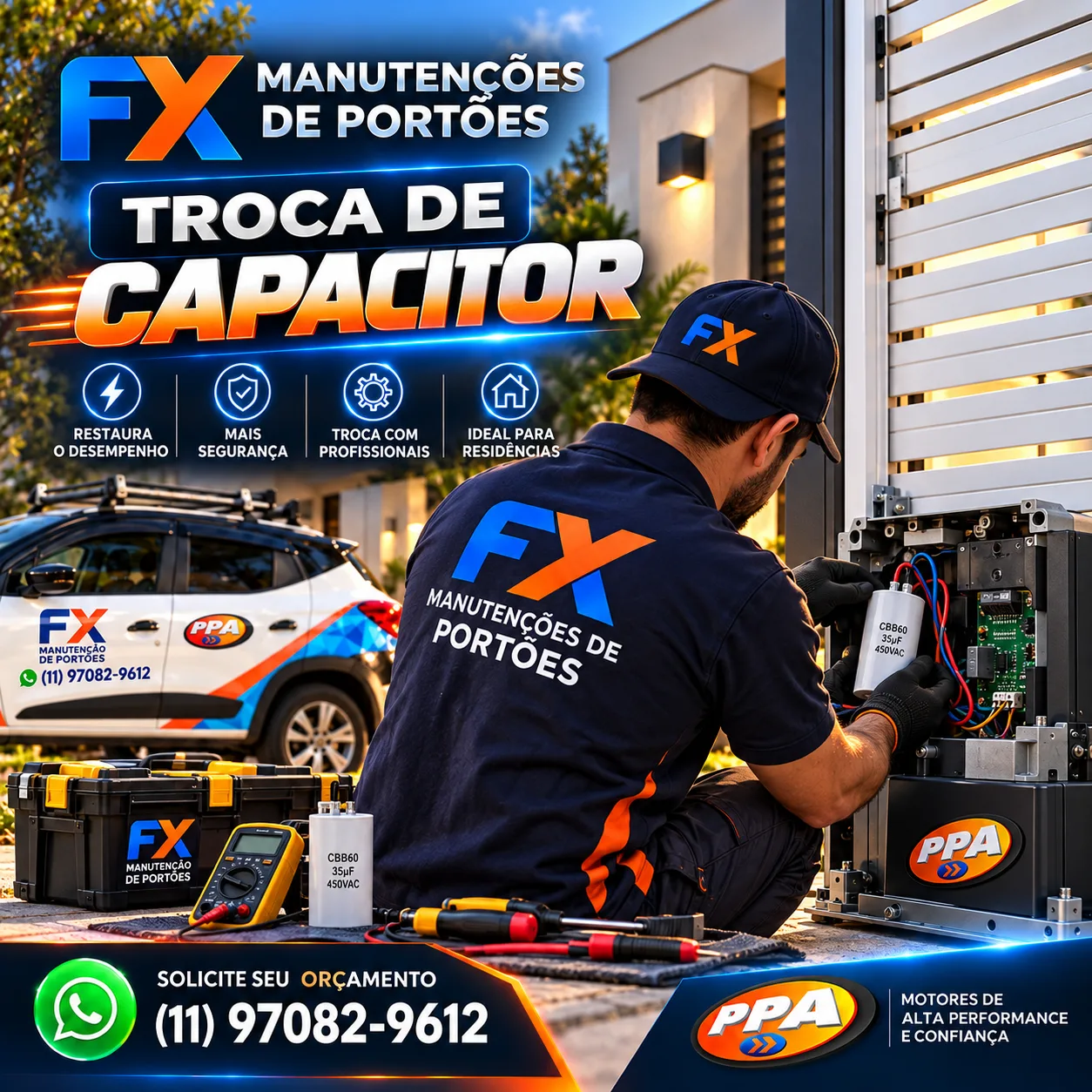 Troca de Capacitor de Motor de Portão Automático no ABC Paulista | FX Portões