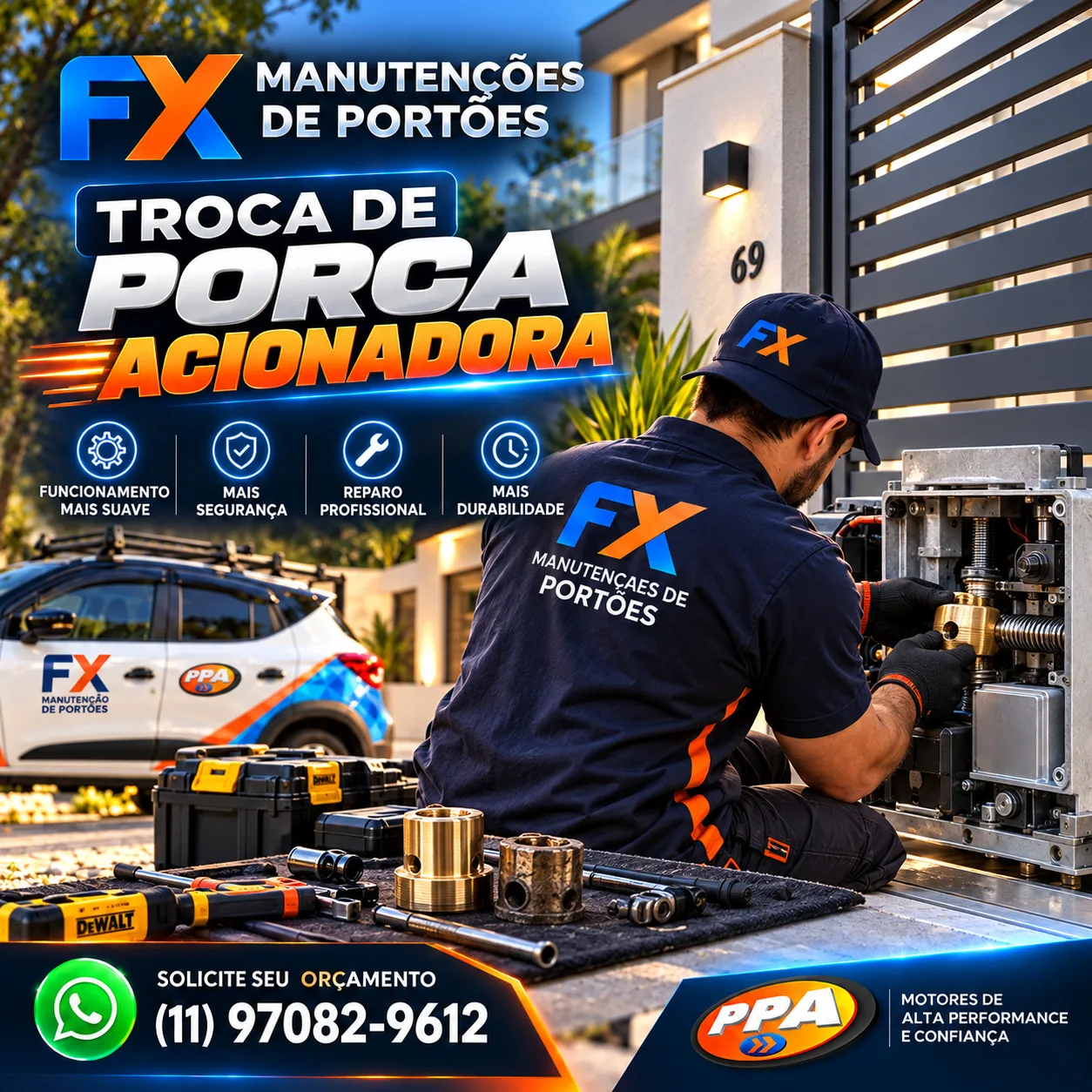 Troca de Porca Acionadora de Motor de Portão Basculante | FX Manutenção de Portões