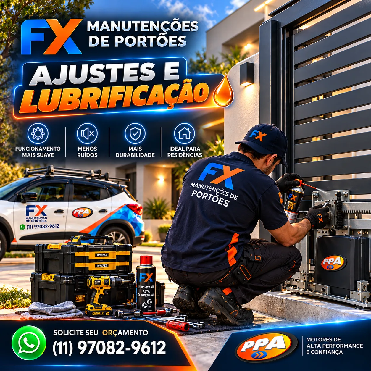 Ajustes e Lubrificação de Portões Automáticos no ABC Paulista | FX Portões