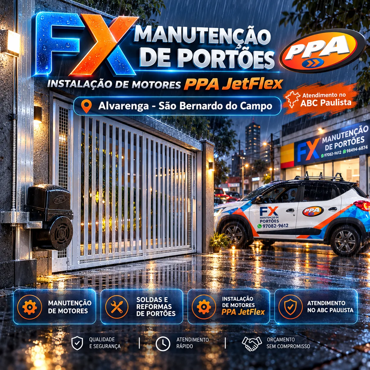 Instalação de Motores PPA JetFlex no Alvarenga – São Bernardo do Campo | FX Manutenção de Portões
