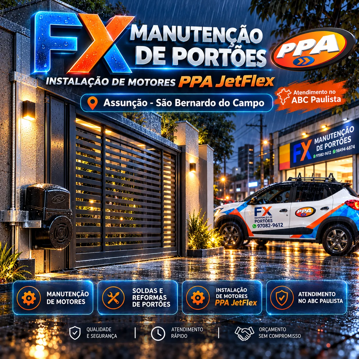 FX Manutenção de Portões no Bairro Assunção – Instalação de Motores PPA JetFlex
