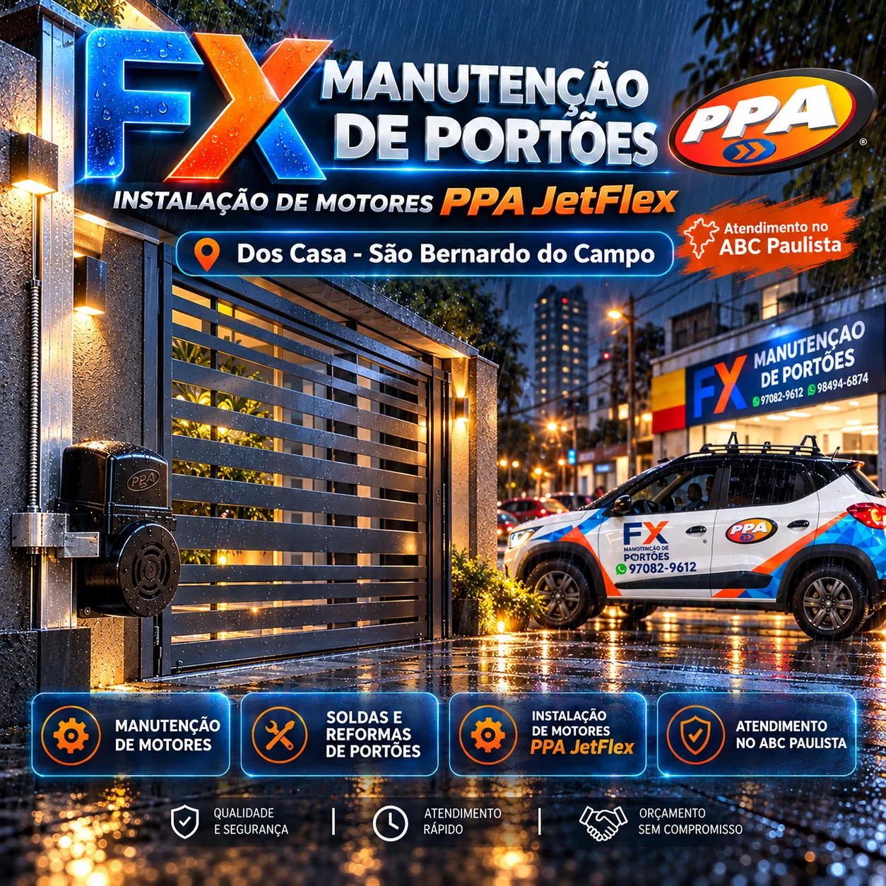 Manutenção de Portões Automáticos no Dos Casa – Instalação de Motores PPA JetFlex | FX Portões