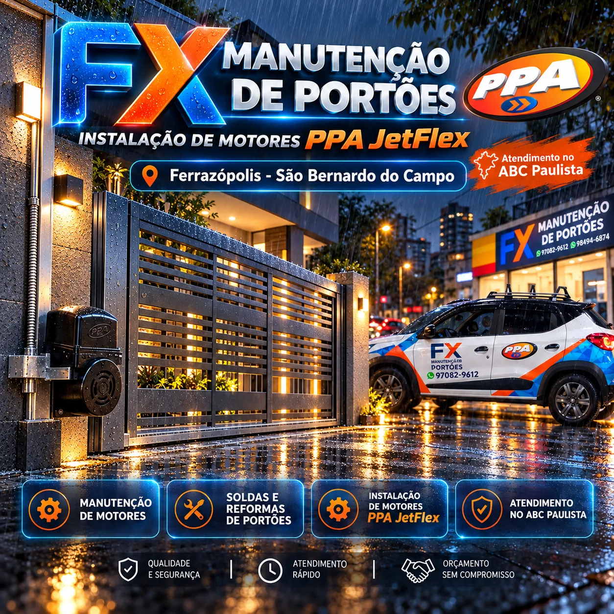 Instalação de Motores PPA JetFlex no Ferrazópolis – São Bernardo do Campo | FX Manutenção de Portões