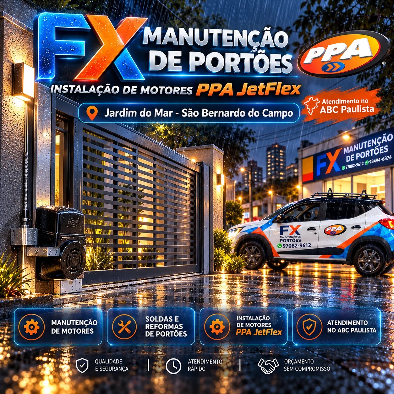 FX Manutenção de Portões no Jardim do Mar – Instalação de Motores PPA JetFlex para Residências e Condomínios