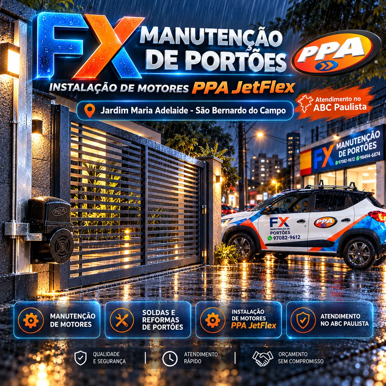 FX Manutenção de Portões no Jardim Maria Adelaide – Instalação e Conserto de Motores PPA JetFlex