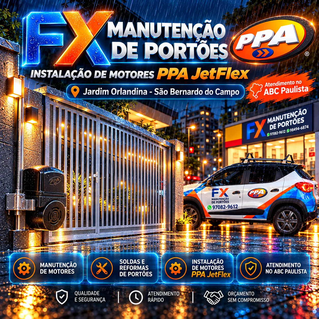 Manutenção de Portões no Jardim Orlandina em São Bernardo do Campo: Instalação de Motores PPA JetFlex
